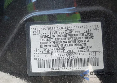 2018 Nissan Sentra Sv z USA, uszkodzony, nr VIN 3N1AB7APXJY206472